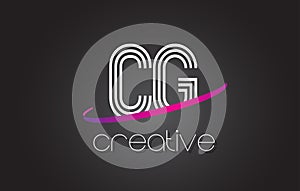 CG C G Letter Logo with Lines Design And Purple Swoosh.