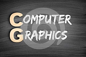 CG - Computer Graphics acronym, technology concept on blackboard