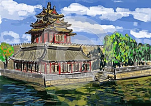 Cg painting Forbidden City