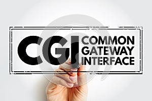 CGI Common Gateway Interface - provides the middleware between www servers and external databases and information sources, acronym