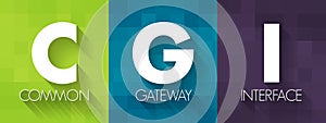 CGI Common Gateway Interface - provides the middleware between www servers and external databases and information sources, acronym