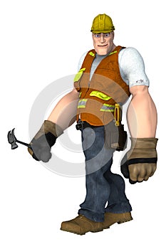 CGI Construction Worker holding a hammer