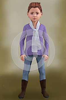 Child Character CGI little girl - winter clothing on background photo