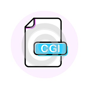 CGI file format, extension color line icon