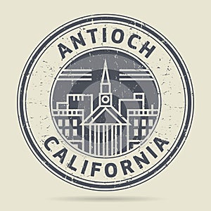 CGrunge rubber stamp or label with text Antioch, California