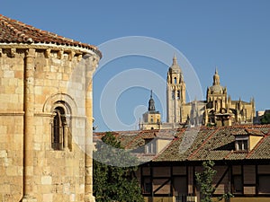 Cgurch of San Millan and Cathedral of Segovia. Spain.
