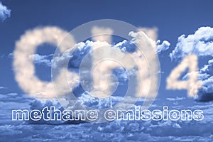 CH4 gas methane emissions are the second-largest cause of global warming after carbon dioxide - concept against a cloudy sky photo