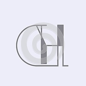 CH monogram logo signature icon. Intertwined alphabet initials isolated on light fund.