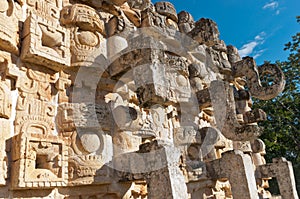 Chaac statue in Palace of the Masks in Kabah, Yucatan, Mexico