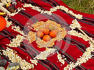 Chacana is  is an aboriginal ritual of indigenous peoples of Andes. photo