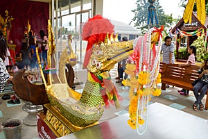 August 12, 2020: Royal Barge Anantanagaraj in National Museum, Chachoengsao, Thailand