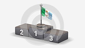 Chaco 3D waving flag illustration on winner podium.