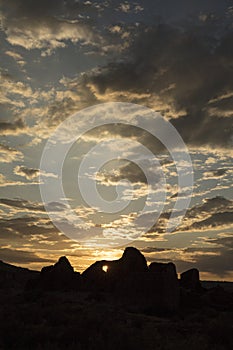 Chaco Canyon, Indian Ruins, New Mexico at sunset
