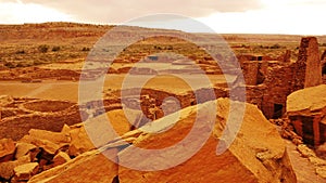 Chaco Culture National Historical Park Pueblo Bonito Native American Ruins Raining New Mexico Southwest USA