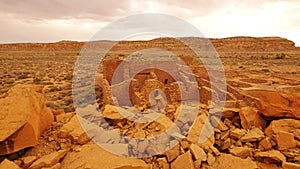 Chaco Culture National Historical Park Pueblo Bonito Native American Ruins Raining New Mexico Southwest USA