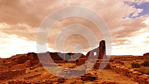 Chaco Culture National Historical Park Time Lapse Pueblo Bonito Native American Ruins Sunset New Mexico Southwest USA