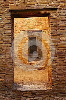 Chaco Culture National Historical Park, UNESCO World Heritage Site, Doorways in Anasazi Ruins at Pueblo Bonito, New Mexico, USA