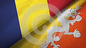 Chad and Bhutan two flags textile cloth, fabric texture