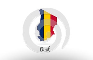 Chad country flag inside map contour design icon logo