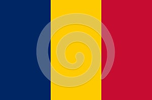 Chad flag on fabric surface. Chad national flag on textured background