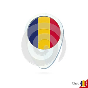 Chad flag location map pin icon on white background