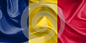 Chad Flag. Flag of Chad. Waving Chad Flags. 3D Realistic Background Illustration in Silk Fabric Texture for any purposes