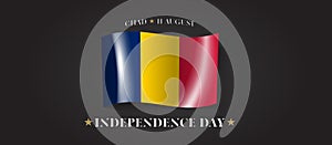 Chad happy independence day greeting card, banner with template text vector illustration