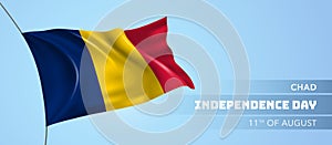 Chad happy independence day greeting card, banner vector illustration