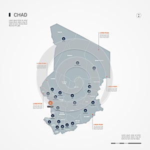 Chad infographic map vector illustration.