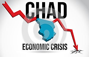 Chad Map Financial Crisis Economic Collapse Market Crash Global Meltdown Vector
