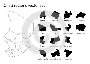 Chad map with shapes of regions.
