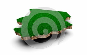 Chad Map soil land geology cross section with green grass and Rock ground texture 3d illustration