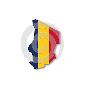 Chad national flag in a shape of country map