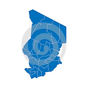 Chad political map of administrative divisions