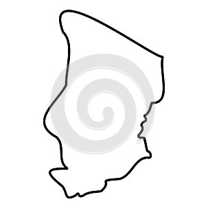 Chad - solid black outline border map of country area. Simple flat vector illustration