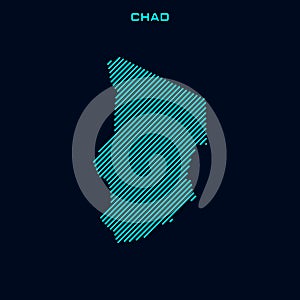 Chad Striped Map Vector Design Template With Blue Background.