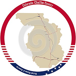 Chaffee County in Colorado, USA arranged in a circle