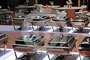 Chafing dishes banquet table