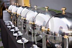 Chafing dishes on the table