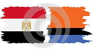 Chagos and Egypt grunge flags connection vector