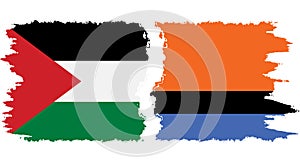 Chagos and Palestine grunge flags connection vector