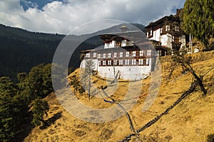 Chagri Cheri Dorjeden Monastery, the famous Buddhist monastery near capital Thimphu in Bhutan, Himalayas. Built in 1620.