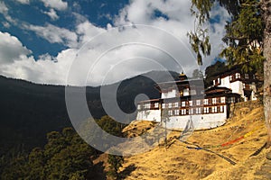 Chagri Cheri Dorjeden Monastery, the famous Buddhist monastery near capital Thimphu in Bhutan, Himalayas. Built in 1620.