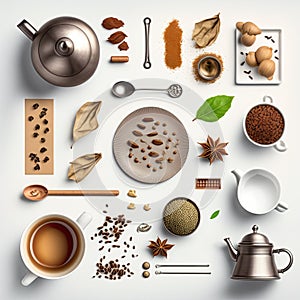 chai tea cups for knolling breakfast photo