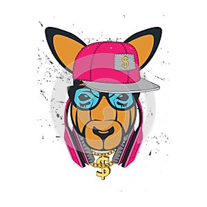 HIPSTER kangarro print for t-shirt