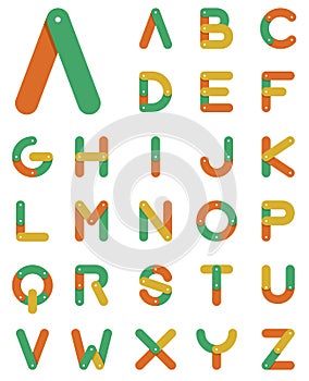 Chain alphabet in flat design