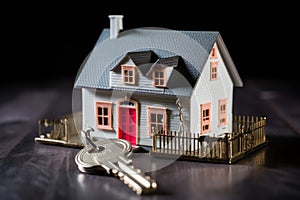 chain around a model house, locked with a padlock