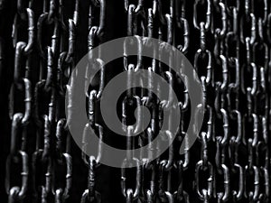 Chain background. Abstract high contrast old grunge texture chains wall.