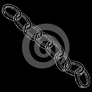 Chain on a black background. Vector illustration of a metal chain. Hand drawn metal chain