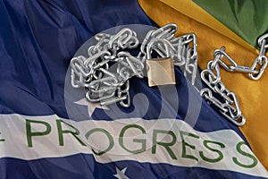 Chain and Brazilian flag symbolizing slavery in the country